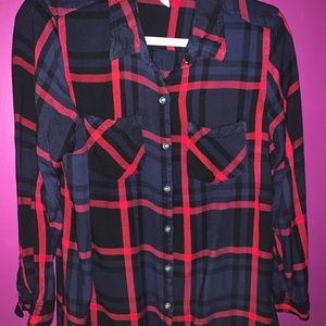 Maternity Plaid Button Up